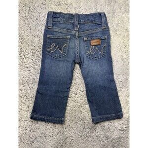 Wrangler Baby Girls Size 6-9 Months Dark Blue Jeans Western Denim Embroidered W‎